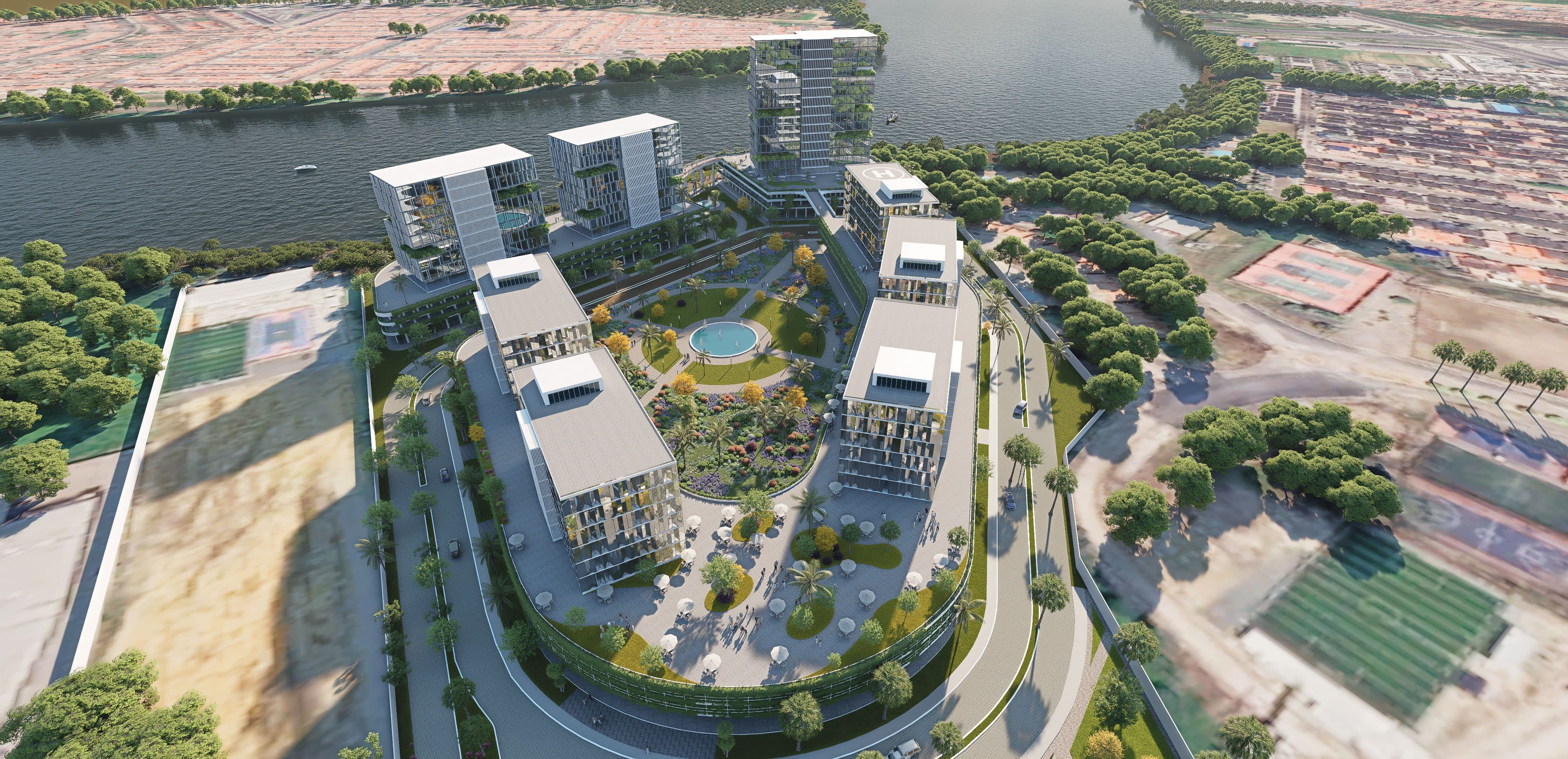 Recorrido aéreo del master plan de AXIS Business HUB