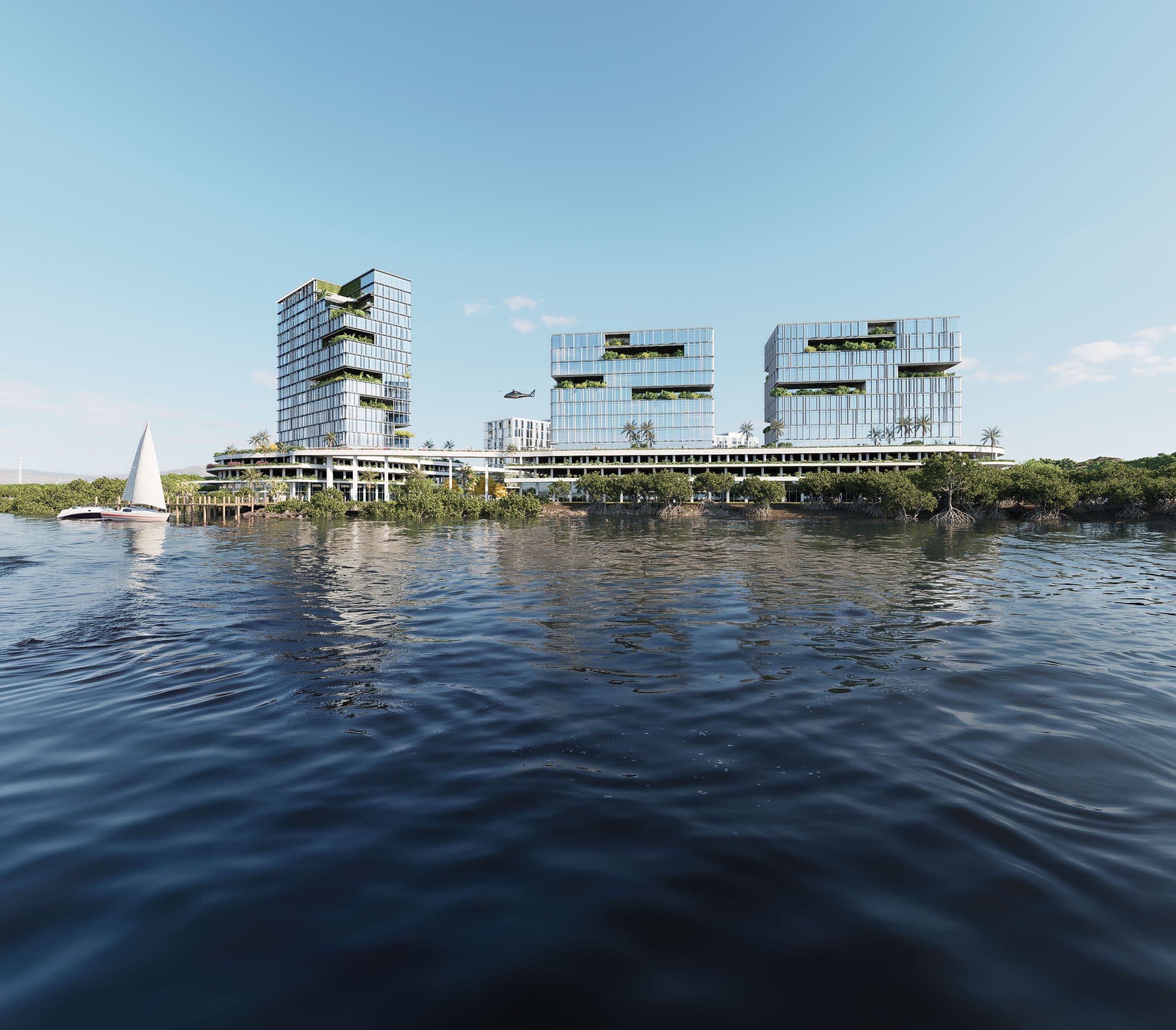 AXIS Business HUB visto desde el Río Daule